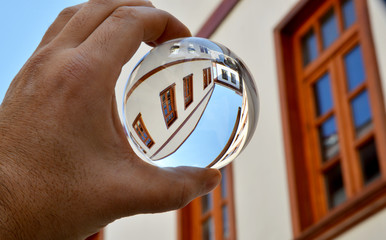 old house with lens ball