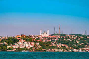 View of the Asian side of Istanbul with Camlica Mosque over Bosporus, Turkey