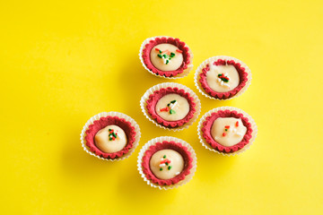 Red cheese tart, shot on isolated background.