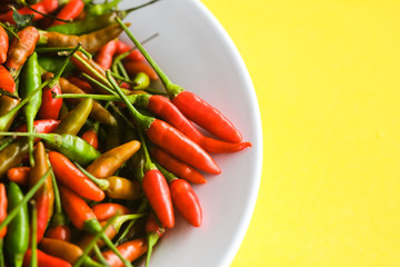 Bird's eye Chili, local Malaysia chili or  Capsicum Annuum, shot on isolated background.