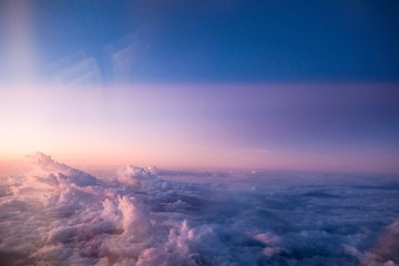 Cloud view from Aeroplane during sunset or sunrise.