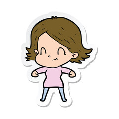 Obraz premium sticker of a cartoon friendly girl