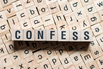 the word of CONFESS on building blocks concept