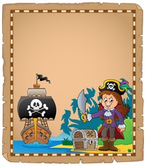 Pirate girl on coast theme parchment 1