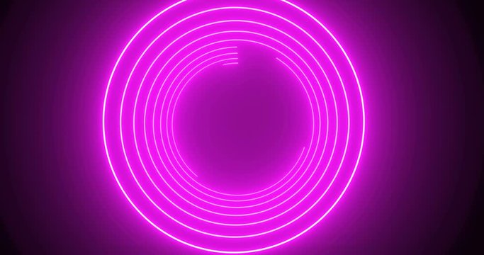 Video postcard for your advertising with emty place in the center of the pink neon lighting circle frame which drawing on the dark pink background.