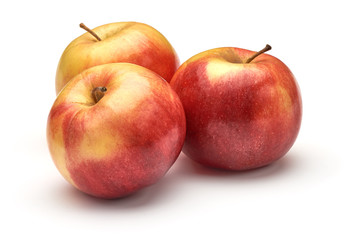 Fresh juicy apples, sweet and crunchy, ripe fruits, close-up, isolated on white background