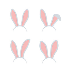 Easter bunny easter rabbit ears headband, mask collection. - stock vector.