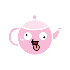 flat color retro cartoon teapot