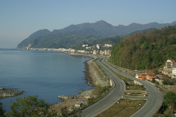 Fototapeta na wymiar view of the coastal road.hopa artvin 