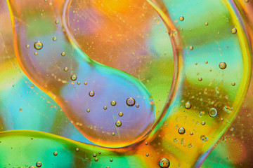 abstract background of stains and paint bubbles in liquid