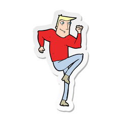 sticker of a cartoon man jogging on spot