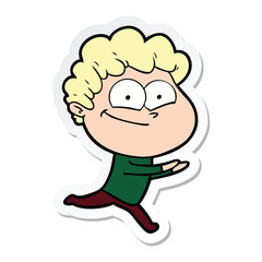 sticker of a cartoon happy man