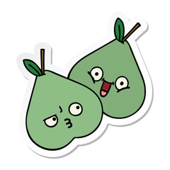 sticker of a cute cartoon green pears