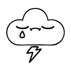 line drawing cartoon thunder cloud