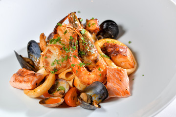 fresh seafood salad with shrimps