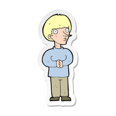 sticker of a cartoon nervous man