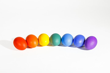 Easter eggs in rainbow colors