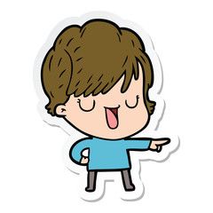 sticker of a cartoon woman talking