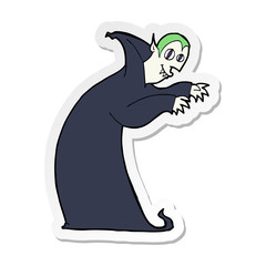 sticker of a cartoon spooky vampire
