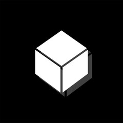 Geometric cube icon flat