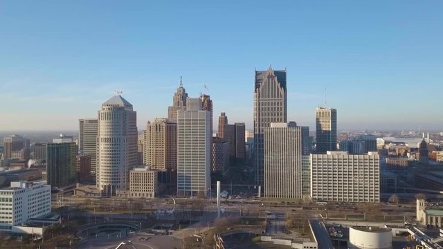 225 Detroit aerial metropolis American downtown