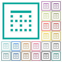 Top border flat color icons with quadrant frames
