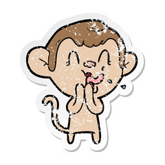 Fototapeta premium distressed sticker of a crazy cartoon monkey
