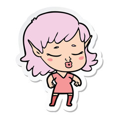sticker of a pretty cartoon elf girl