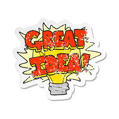 retro distressed sticker of a cartoon great idea light bulb symbol
