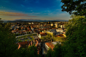 Fototapeta premium View from the funicular railway to Ljubljana Castle
