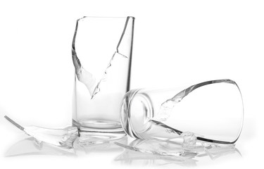 Broken glass on white