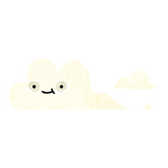 retro illustration style cartoon white cloud