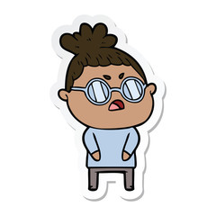 sticker of a cartoon annoyed woman