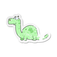 retro distressed sticker of a cartoon dinosaur