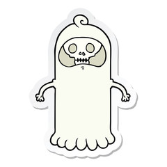sticker of a cartoon spooky skull ghost
