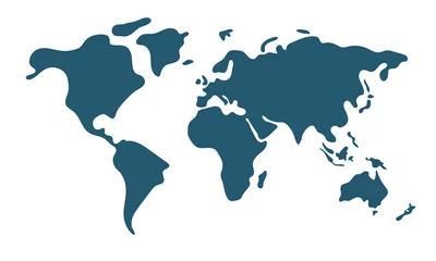 Poster Carte du monde Carte du monde simple dans un style plat isolé sur fond blanc. Illustration vectorielle.