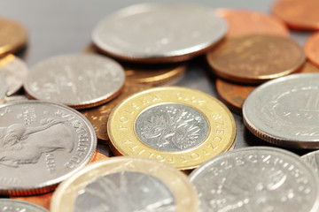 Pile of different coins