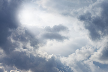Majestic clouds with rays of light