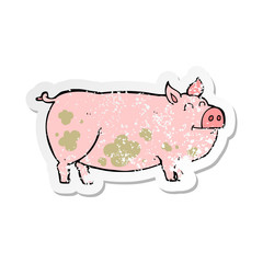 retro distressed sticker of a cartoon muddy pig