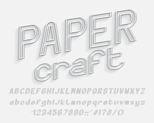 Original Italic Alphabet paper craft design. Vector letters and numbers