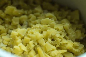 Boiled potatoes cut into small cubes