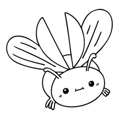 quirky line drawing cartoon flying beetle