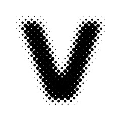 Halftone Letter "V" Vector Logo in Pop Art Style