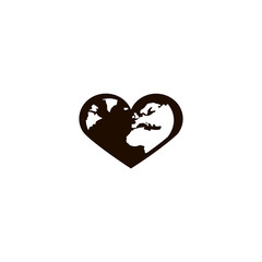 globe heart icon. flat design