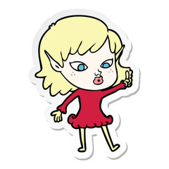 sticker of a pretty cartoon elf girl
