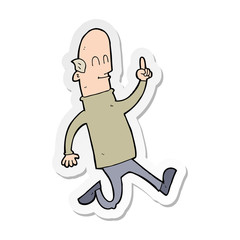 sticker of a cartoon bald man with idea