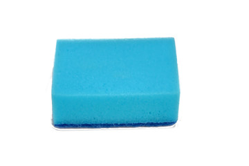 Blue dishwashing sponge  isolate on white
