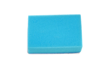 Blue dishwashing sponge  isolate on white