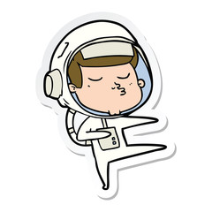 sticker of a cartoon confident astronaut