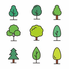 Set of tree vector illustration isolated on white, tree icon 